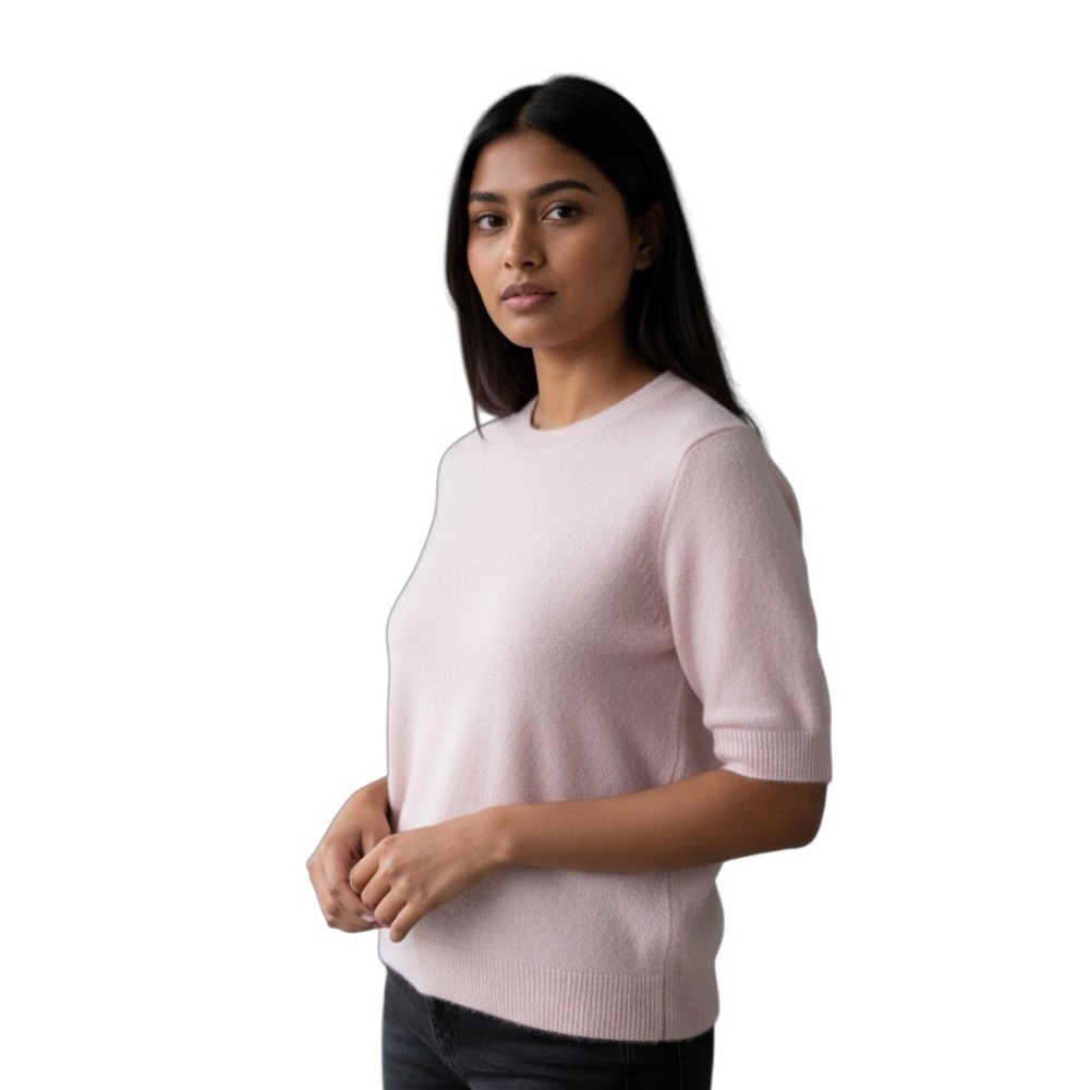 Quince Mongolian Cashmere Tee - Minimal Pink, Size L